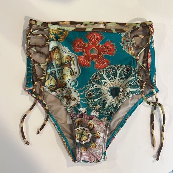 NWT ADRIANA DEGREAS Sea Biscuit High
Waisted Bikini Green Small - Picture 3 of 9